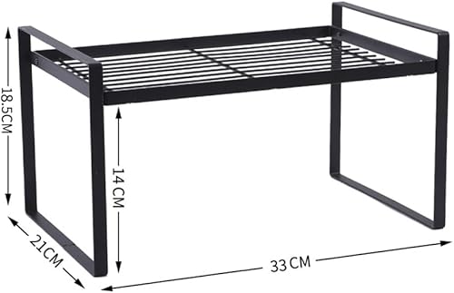 HQahnekme Étagère de Cuisine en métal,Étagère de Rangement avec Tapis antidérapant,Organiseurs de Placards,pour Placard de Cuisine/Salle de Bain/comptoirs/ustensiles. (Black) - Nail Gallerys