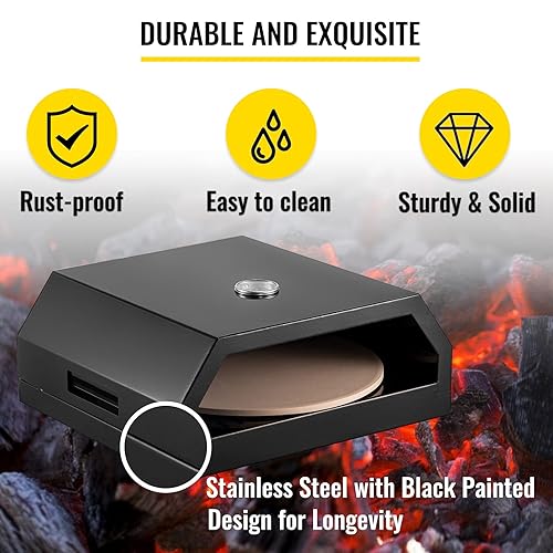 VEVOR Four à Pizza Extérieur Acier Inoxydable Boîte à Pizza Barbecue Gaz Bois Pierre Cuisson Céramique Cordiérite 30,5 cm Box sur Feu 24-232 ? pour Viande Légumes Jardins Terrasses Patios 42x37x19 cm - Nail Gallerys