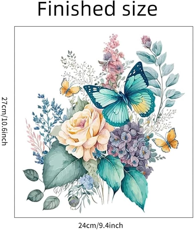 Autocollant pour abattant de WC - Motif papillon et fleurs - Autocollant étanche - Autocollant de salle de bain - Pour toilettes - Accessoires de salle de bain - Nail Gallerys