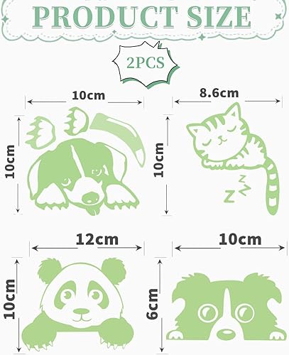 TPZORJX 4 Pièces Autocollants Lumineux - Autocollants pour Interrupteur Mural Interrupteur Lumineux Chat Chien Autocollants Lumineux PVC Stickers Muraux pour Enfants et Adultes, Chambre d'Enfant - Nail Gallerys