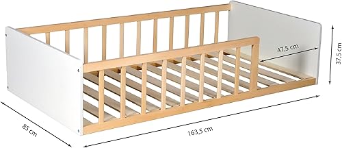 Weber Industries LIT Pilou 80x160 + sommier, Blanc et Naturel - Nail Gallerys