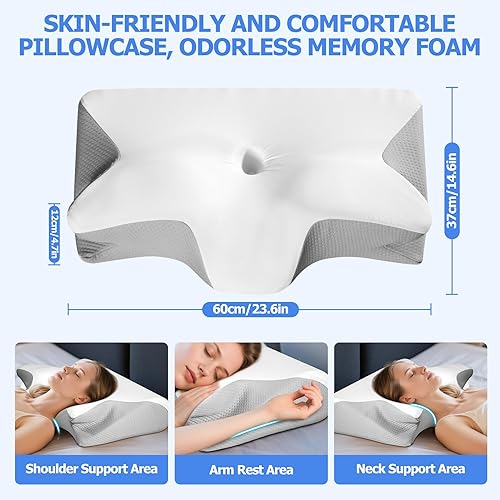 BIEWO Oreiller orthopédique ergonomique en mousse à mémoire de forme pour les personnes dormant sur le dos, le ventre et le côté, oreiller cervical pour soulager les douleurs au cou et aux épaules - Nail Gallerys