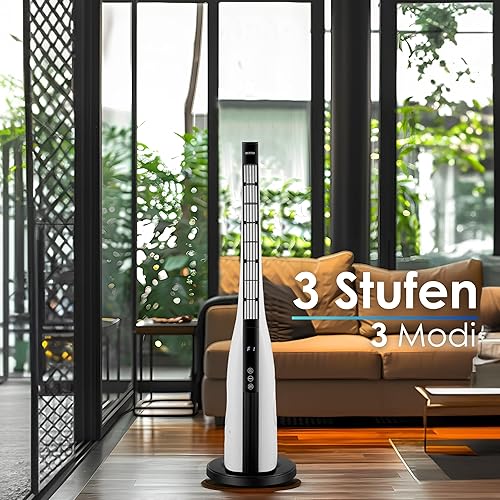 Echos® Ventilateur colonne à économie d'énergie - Très silencieux - Avec télécommande - 3 modes - Ventilateur avec refroidissement oscillant - Minuterie 15 h - Écran LED - Nail Gallerys