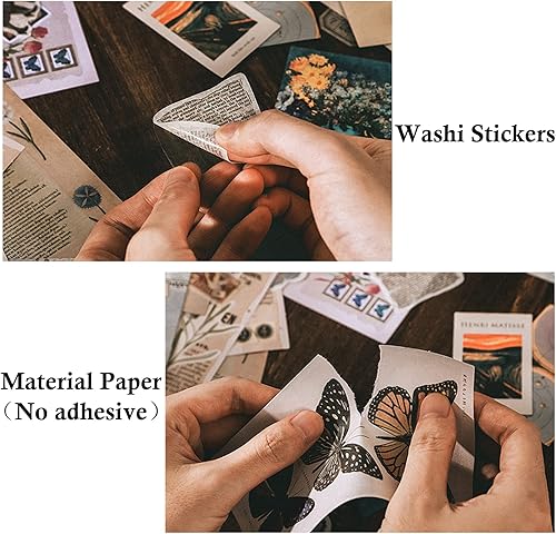 800 Pièces Autocollant Scrapbooking Vintage, Teklemon 4 Ensemble Papier Craft Vintage et Autocollants Washi Paper Stickers, Autocollants Décoratifs Rétro pour Scrapbook, Album Photo DIY, Journaling - Nail Gallerys