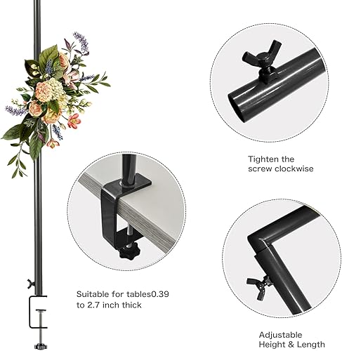 Fiita Support de table réglable avec pinces de 120 cm à 320 cm de long, en métal, arche de table à fleurs décorée pour mariage, décoration de fête, arc de décoration d'anniversaire, anniversaire de - Nail Gallerys