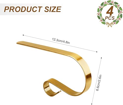 Gukasxi Lot de 4 Supports de Chaussettes de Noël en Métal pour Cheminée, Escalier - Décoration de Fête - Nail Gallerys