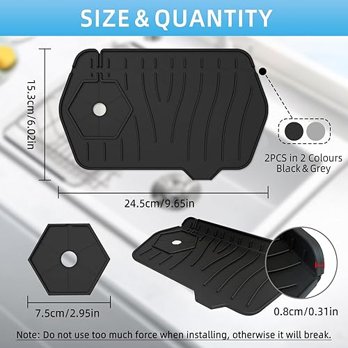 TAIHOBO Lot de 2 Tapis de Robinet, Tapis Robinet Evier Cuisine 24,5×15,3cm, Tapis de Robinet de Cuisine Pliable, Protection Evier Cuisine et Salle de Bain pour Robinets Jusqu'à 7,5cm de Diamètre - Nail Gallerys