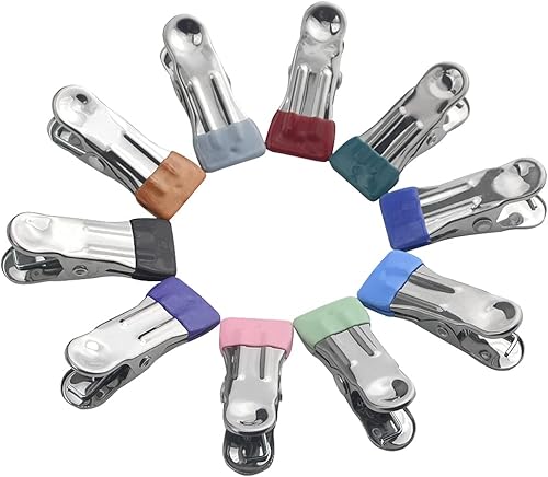 XINMEIWEN Lot de 50 épingles à linge en acier inoxydable de 10 couleurs pour suspendre des vêtements, des serviettes ou sceller des sacs alimentaires - Nail Gallerys