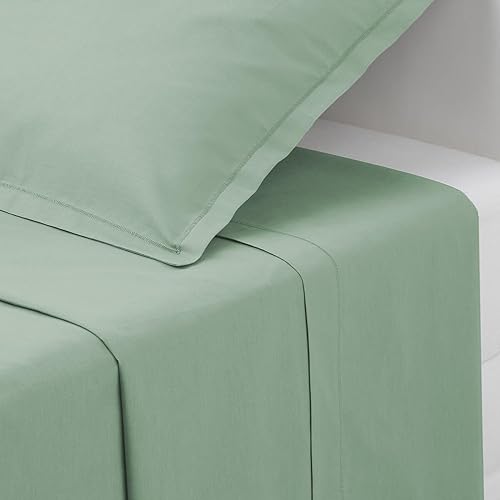 Atmosphera - Drap en Coton - Vert céladon 240x290 cm - Nail Gallerys