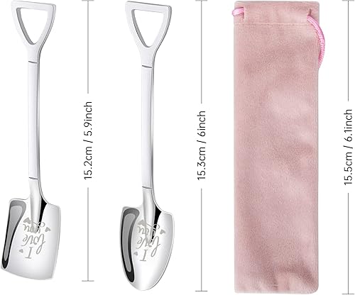 2 Pièces avec Gravure cuillère à Sucre Dessert Café Cuillères cuillere cafe Cuillères à café au Lait cuillères à café Mélange en Acier Inoxydable Cuillère Pour Cadeau de Saint-Valentin - Nail Gallerys