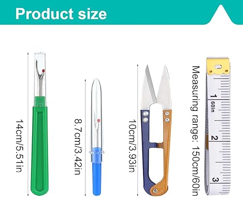 SUJEBKC Coupe Fil Couture,kit de Couture, 7 pièces - Coupe Fil Couture,Découseur Coupe-Fil, Ruban à mesurer et Sac de Rangement pour Couture - Nail Gallerys