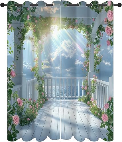 RRUxiia Rideaux Opaque À Oeillets Fleurs De Beauté Rideau Occultant Opaque Paysage Naturel Lot De 2 140x200 cm, Occultant Draperies Nuages ​​Soleil pour Adulte Chambre Salon - Nail Gallerys