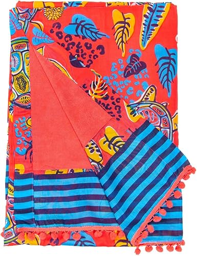 SUN & SURF Paréo avec tissu éponge imprimé tortue tendance 90 x 170 cm double texture - Serviette résistante de plage, soleil et piscine - Nail Gallerys