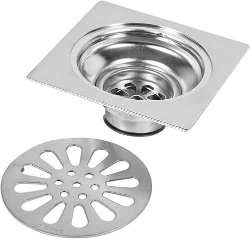 Dioche Siphons de Sol, Couvre-égouttoir de Douche Couvercle de vidange de Sol de Salle de Bains, carré épais en Acier Inoxydable, Anti-Odeur pour Cuisine, Salle de Bain, Piscine, etc(Type 2) - Nail Gallerys