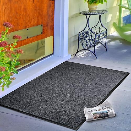Casa Pura® Paillasson d'entrée d'excellente qualité (note de test 1,7) Disponible en 8 tailles Anthracite/gris, Résine acrylique, Anthracite, 90 x 120 cm - Nail Gallerys