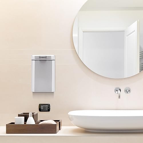 Relaxdays Poubelle de salle de bain, fixation murale, 3 l, carrée, frein de chute, HxLxP: 24,5x16x23 cm, argenté - Nail Gallerys