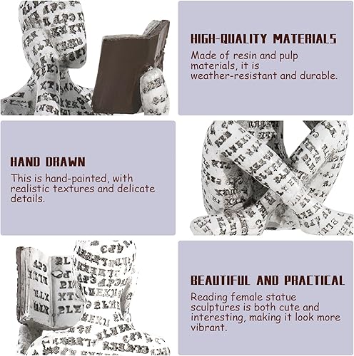 ZDNT Statue de Lecteur,Figurine Femme Lecture,Sculpture de Figurine pour Étagère,Résine Lecture Abstraite Figurine Sculptures,Figurine de Femme lisante en résine,Statue Decoration Interieur (A) - Nail Gallerys