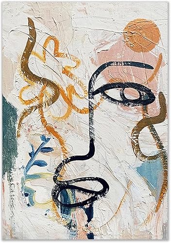 Zhaoyang Art Rétro Matisse Graffiti abstrait visage humain mur Art toile peinture photo pour salon nordique décor à la maison 65x115cm/26x45in avec cadre - Nail Gallerys