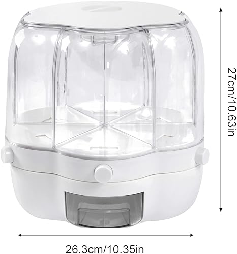 APETX Distributeur rotatif à 6 compartiments, distributeur de céréales, distributeur de nourriture sèche, rangement alimentaire avec boîte anti-insectes pour le stockage des céréales, du riz, de la - Nail Gallerys