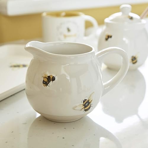 Cooksmart Pichet à lait conçu au Royaume-Uni | Pot à lait en céramique pour lait ou crème | Pichet à lait pour tous les types de cuisines - Bourdons - Nail Gallerys