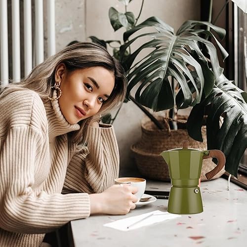 Cafetière, Collection Moka Express Italia, Fabricant d'expresso pour Le gaz ou Le Manuel de Camping en céramique électrique Percolateur de café cubain pour Le Cappuccino ou Le Latte, Vert - Nail Gallerys