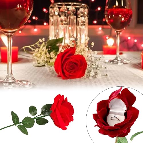 PEPWE Boîte à bagues exquise et élégante en forme de rose avec doublure floquée douce, accessoire pour les occasions spéciales - Nail Gallerys