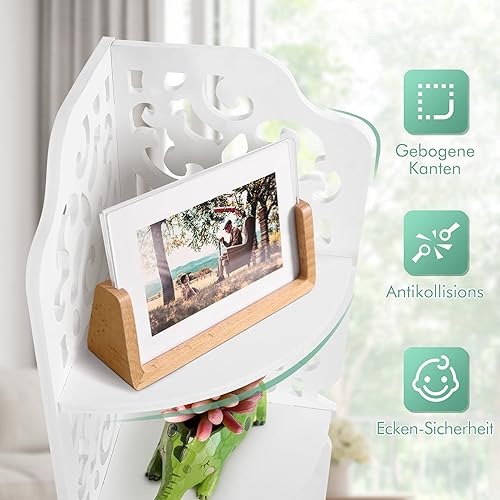 Étagère d'angle à 4 Niveaux, étagère d'angle Douche Blanche, Étagères de Rangement Autoportantes, Bibliothèque en Bois, pour Cuisine, Chambre, Salon, Bureau - Nail Gallerys