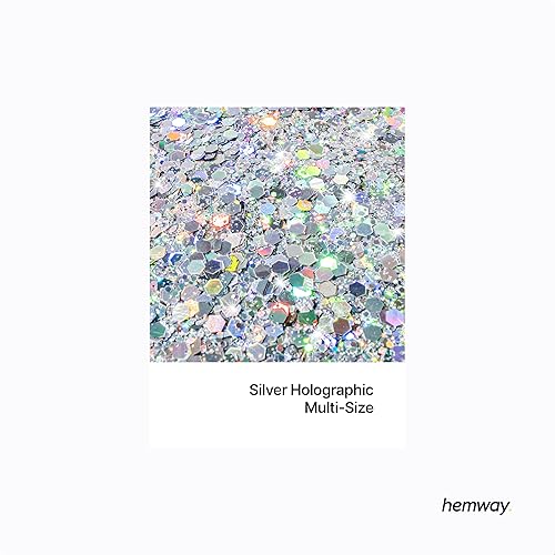 Hemway Craft Glitter - Mélange De Paillettes Fines Et Épaisses Multi-Tailles Pour Les Travaux Manuels, Les Gobelets, Les Décorations De Peinture En Résine - Argent Holographique - 100g / 3.5oz - Nail Gallerys