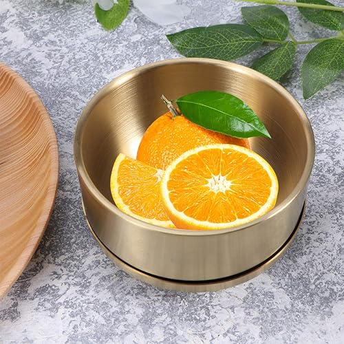 Bestonzone Bol à riz en acier inoxydable coréen double paroi avec couvercle Doré - Nail Gallerys