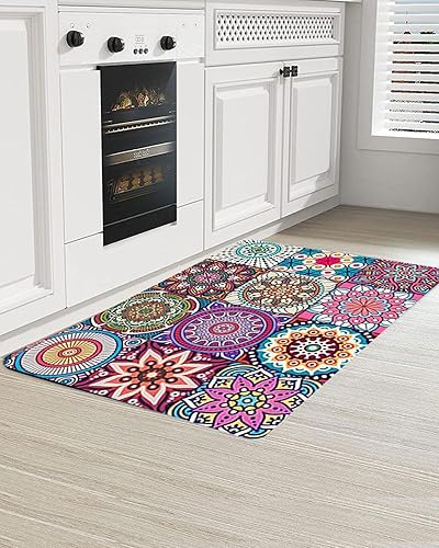 AORHOFJ 1 Tapis de style ethnique, tapis de sol de salon style vintage persan, tapis de chambre d'hôte, tapis de porte d'entrée bohémien, tapis floral de salon, tapis doux et lavable (50 * 80cm) - Nail Gallerys