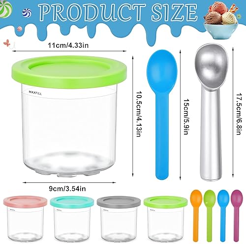 Lot de 4 Récipients à Crème Glacée de Rechange pour NC301 NC300 NC299AMZ Serie, Bacs À Crème Glacée avec Couvercle Et Cuillère, Accessoires pour Ninja Ice Creami Maker, Sans BPA Et Lave-Vaisselle - Nail Gallerys