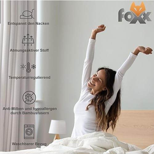 Foxx Oreiller orthopédique en bambou viscoélastique pour la nuque, convient aux personnes dormant sur le côté, sur le dos, 60 x 40 cm, en mousse viscoélastique, en mousse à mémoire de forme - Nail Gallerys