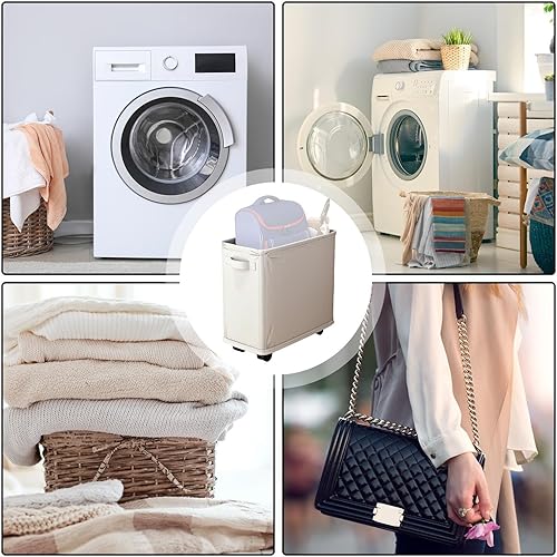 Panier à linge à roulettes – Panier à linge pliable et étanche avec roulettes pratiques | Panier à linge à roulettes de grande capacité pour trier et transporter facilement les vêtements, parfait pour - Nail Gallerys