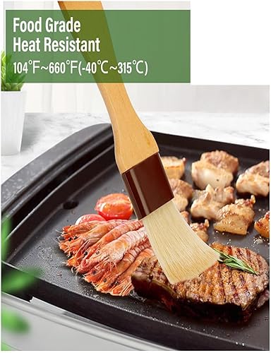 Balrbex Pinceau à Pâtisserie, Pinceau à Badigeonner pour la Cuisson, Pinceau à Poils pour Barbecue pour L' et la Sauce, Pinceau Alimentaire avec Manche en Bois pour la Cuisson - Nail Gallerys