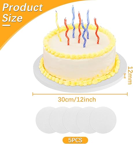 NVIYAM Kit de 5 Supports à Gâteaux Ronds, Cake Drum 12 mm Ø 30 cm/12in, Base de Gâteau, Plateau Gateau Disque, Socle Cake Board, Supports à Gâteau, Disque Dessous de Pâtisserie Transport de Gâteaux - Nail Gallerys