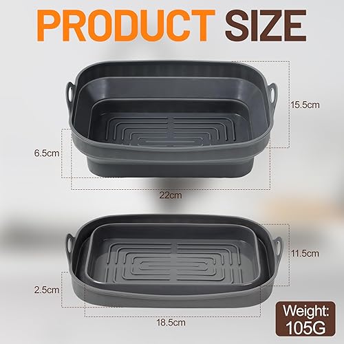 2 moules silicone pour friteuse air chaud/double zone : rectangulaires, pliables, antiadhésifs, résistants. Compatible Tefal, COSORI, Philips, etc. - Nail Gallerys