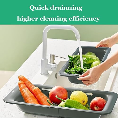 UQMIQURA Passoire pour évier, panier extensible au-dessus de l'évier 34,5 à 48 cm, support de filtre de lavabo, passoire de cuisine extensible, passoire d'évier, idéale pour laver les légumes et les - Nail Gallerys