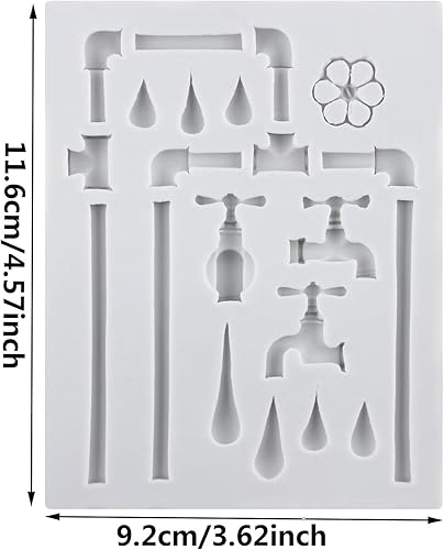 Sijiangmold Steampunk Moules en silicone Robinet Tube Fondant Goutte d'eau Moules Pipeline pour décoration de gâteau Chocolat Cupcake Topper Bonbons Argile polymère Pâte à fleurs - Nail Gallerys