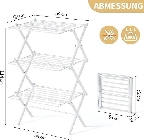 SKYIARIOL Séchoir à linge pliable - Séchoir à linge pliable à plusieurs étages en acier pour une expérience de séchage généreuse et confortable - Blanc - Nail Gallerys