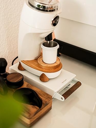 Normcore Boîte à expresso - Avec poignée en noyer américain véritable - Avec poignée en noyer américain - Tiroir à démouler - Barre de frappe amovible et base antidérapante - En acier inoxydable 304 - Nail Gallerys