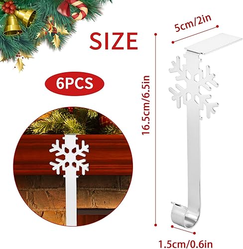 Valicaer 6PCS Crochets de Chaussettes de Noël en Métal Noël Support de Décoration Cintres de Bas D'éléments de Noël Crochet pour Décoration de Noël, Neige Renne Bonhomme Neige Cintre Support (Argent) - Nail Gallerys