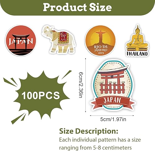 100 Stickers Scrapbooking Voyage, Autocollants Rétro en Vinyle Des Villes Les Plus Emblématiques Du Monde, Valises Stickers Sticker Bullet Journal pour Bagages Skate Guitare Ordinateur Portable Moto - Nail Gallerys
