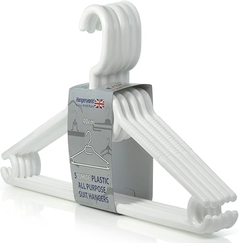 Hangerworld Lot de 20 cintres antidérapants en Plastique Blanc de 40 cm pour vêtements, Manteaux, Pantalons. - Nail Gallerys
