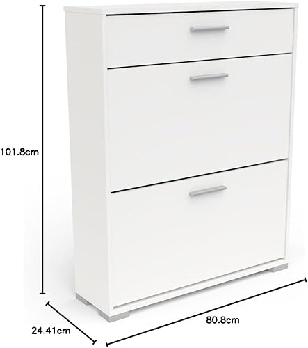 Meuble A Chaussures En Bois Industriel 1 Tiroir & 2 Abattants – Capacité 12 Paires –– Coloris Chêne Hamilton & Finitions Noir Mat - 81 x 102 x 25 cm - Nail Gallerys