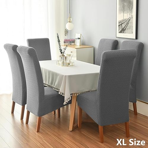 birnn Housse de Chaise en Polaire Extensible Taille XL et Taille M, sergé Jacquard, Housse de siège Longue pour Salle à Manger, 1 pièce, uni, Bleu Marine, Taille XL (60-75 cm) - Nail Gallerys