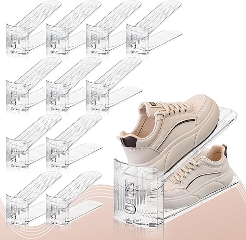 FENRUNXU Lot de 12 emplacements à chaussures pour placard, organiseur à chaussures en acrylique pour placard économiseur d'espace de rangement (transparent) - Nail Gallerys