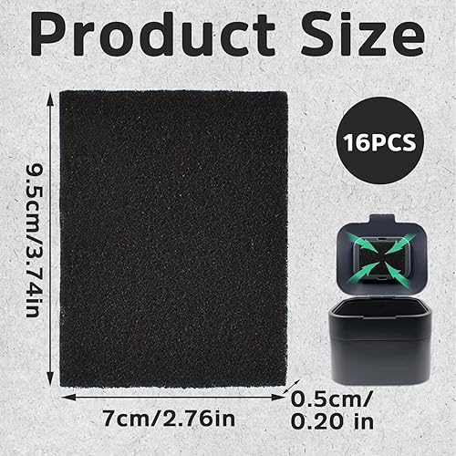 Lot de 16 filtres rectangulaires à compost, filtre à charbon actif, filtre à odeur de charbon idéal pour les poubelles de cuisine, élimination des odeurs, désodorisant - Nail Gallerys