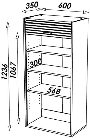 SIMMOB Meuble Haut de Cuisine Imitation Alu 3 Etagères 60 x 123,6 x 35 cm - Nail Gallerys