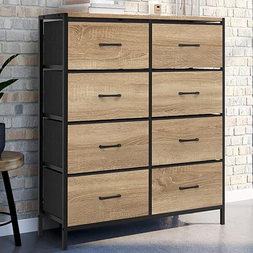 IDMarket - Commode 8 tiroirs en Tissu Utah 80 cm Meuble de Rangement Design Industriel - Nail Gallerys