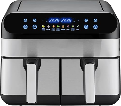 Panana Air Fryer avec Double Compartiment, Friteuse Sans 2x4.5L 8 Programmes 2400W, Friteuse à Air Chaud, Friteuse Electrique avec LED Écran Tactile, Airfryer avec 2 cuves séparées - Nail Gallerys